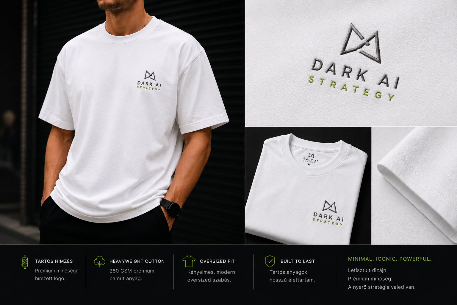 White Classic embroidered t-shirt from Dark AI Strategy