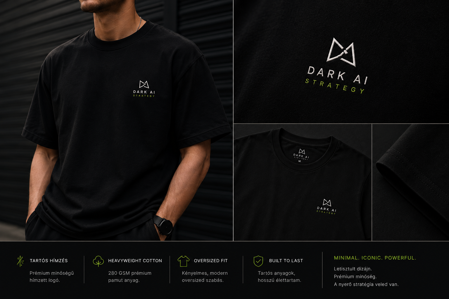Black Classic embroidered t-shirt from Dark AI Strategy