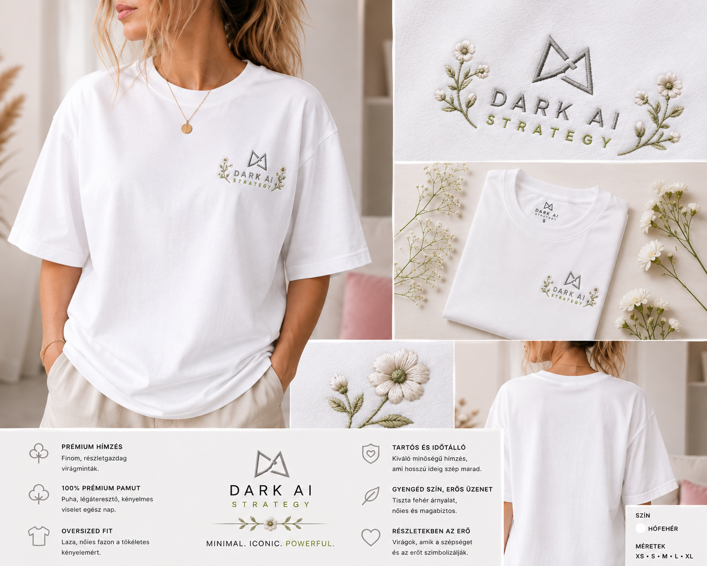 White Floral Edition embroidered t-shirt from Dark AI Strategy